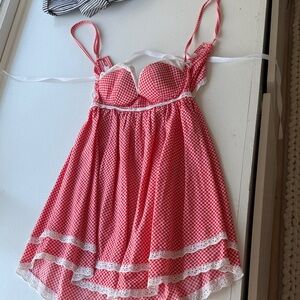 Red Gingham kitteny babydoll dress